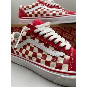Vans Men’s Old  Skool OTW Suede Red & White Checkered Skater Sneakers  10 0